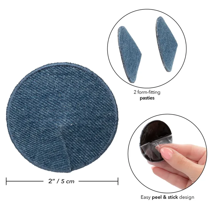 Vibrators CalExotics Ride Em Premium Denim Collection Round Pasties
