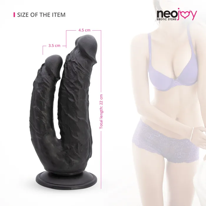Neojoy Dildos Neojoy Double Dildo Large Black Realistic Dildo Dual Dong Strong Suction Cup and Balls Lifelike Gspot Anal Penetration Sex Toy