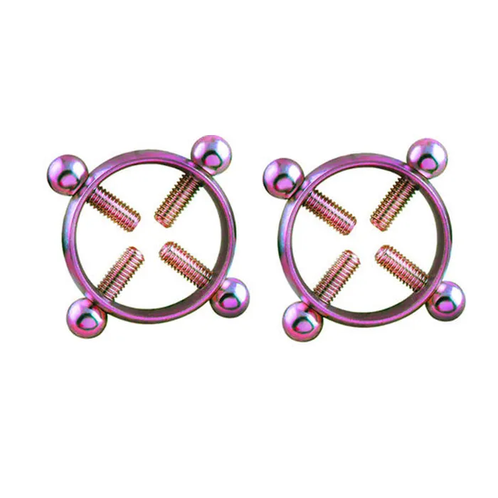 LAZADASEXTOYS Vibrators 1 paire 2 pices en acier inoxydable rond Non Piercing mamelon anneau bouclier corps Piercing bijoux mamelon pinces adulte jeu pour les femmes